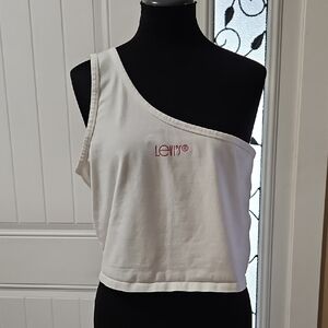 Levi's White Cotton Asymmetrical One Shoulder Cropped Top Size XL